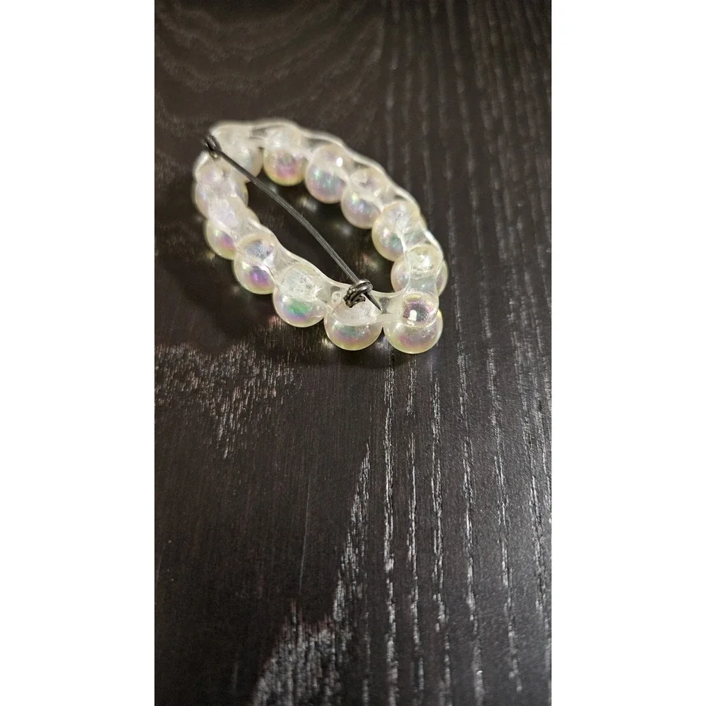 Soap Bubble Iridescent Lucite Bead Brooch Vintage‎ Plastic Rondelle Bead Pin